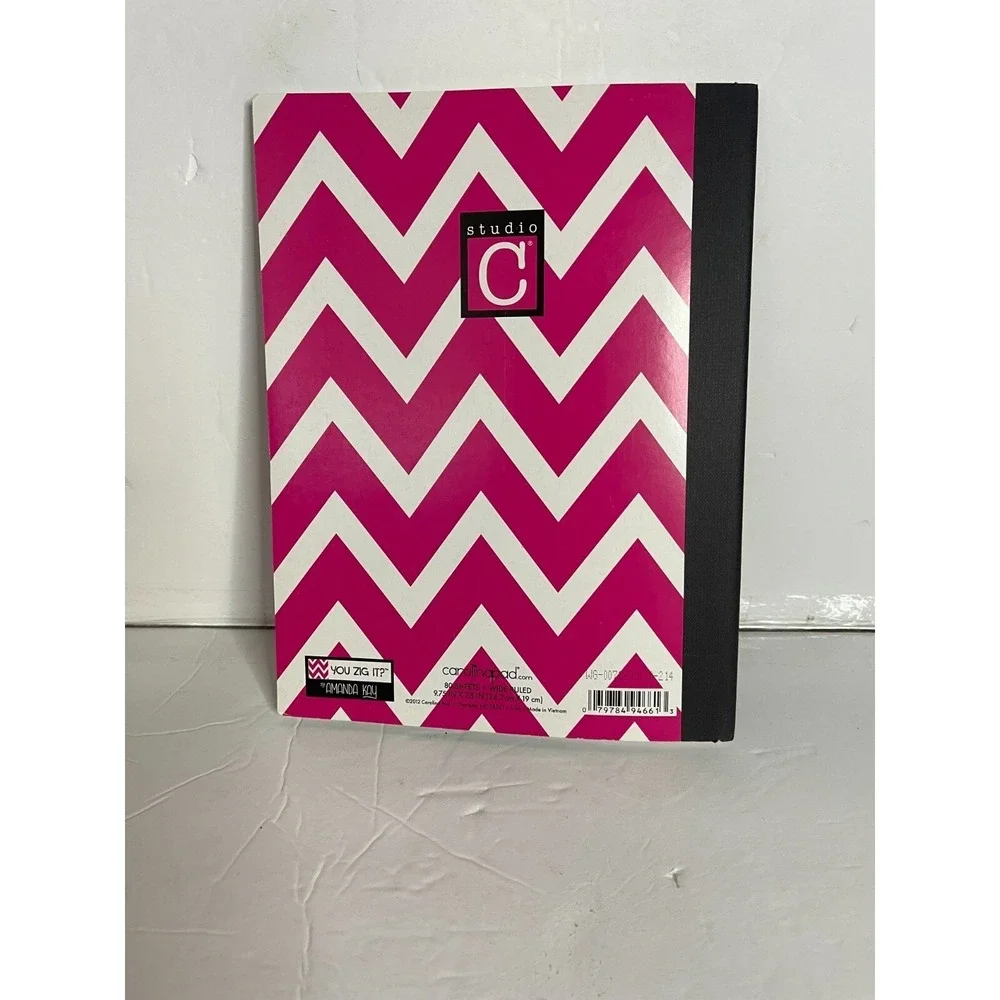 Studio C Composition Notebook Set 3pk Pink Chevron Green Polka Dot Wide Ruled